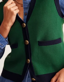 Holly Knitted Waistcoat-Eden Green-Boden Shop