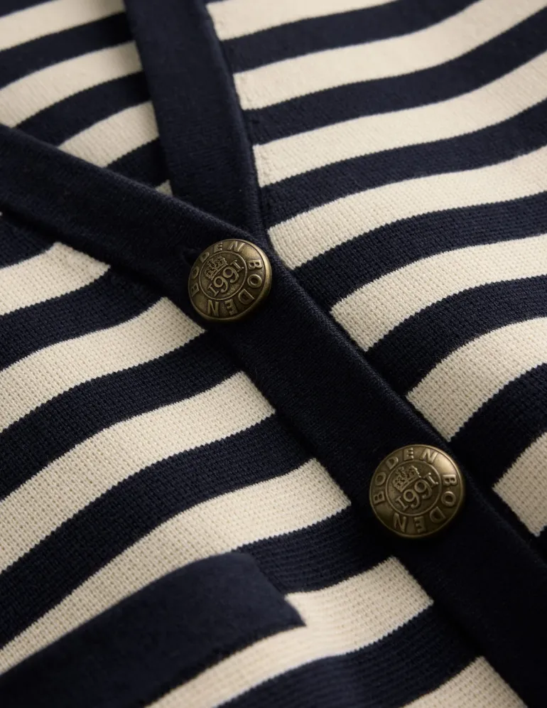 Holly Knitted Waistcoat-Navy and Ivory Stripe-Boden Online