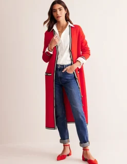Holly Longline Knitted Jacket-Hot Pepper Red-Boden New