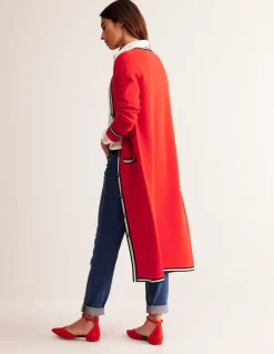 Holly Longline Knitted Jacket-Hot Pepper Red-Boden New