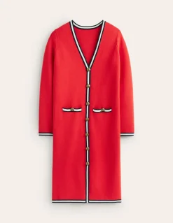 Holly Longline Knitted Jacket-Hot Pepper Red-Boden New