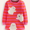 Ida Sweatshirt Appliqué Dress-Vibrant Pink/Terracotta Ghosts-Boden Clearance