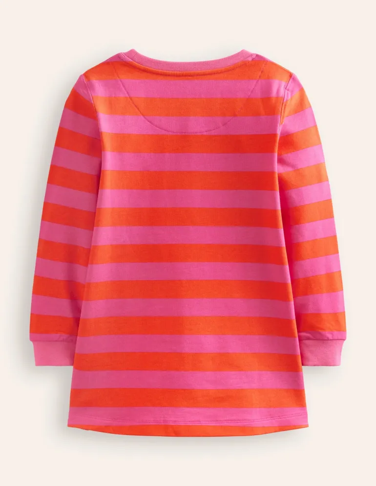 Ida Sweatshirt Appliqué Dress-Vibrant Pink/Terracotta Ghosts-Boden Clearance