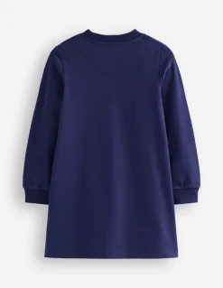 Ida Sweatshirt Appliqué Dress-College Navy Rainbow Hearts-Boden Best Sale