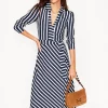 Imogen Collared Jersey Dress-French Navy and Ivory Stripe-Boden Store