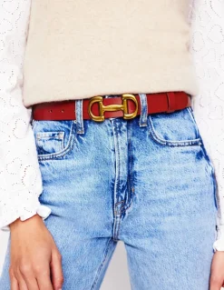 Iris Snaffle-Trim Leather Belt--Boden Outlet