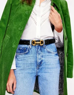 Iris Snaffle-Trim Leather Belt--Boden Fashion