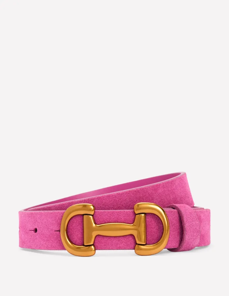Iris Snaffle-Trim Leather Belt-Pink Peony-Boden New