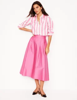 Isabella Cotton Sateen Skirt-Sorbet Pink-Boden Best