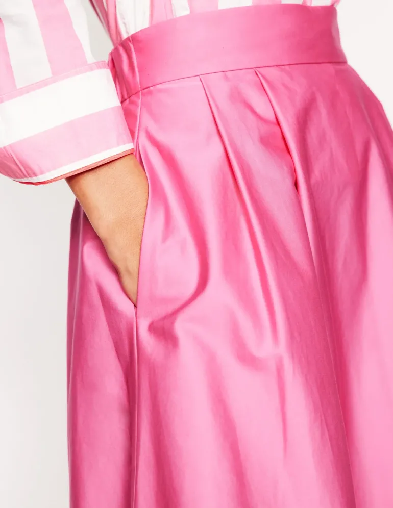 Isabella Cotton Sateen Skirt-Sorbet Pink-Boden Best