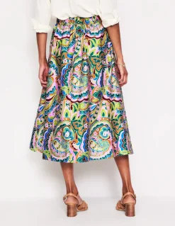 Isabella Cotton Sateen Skirt-Multi, Paisley Pome-Boden Store