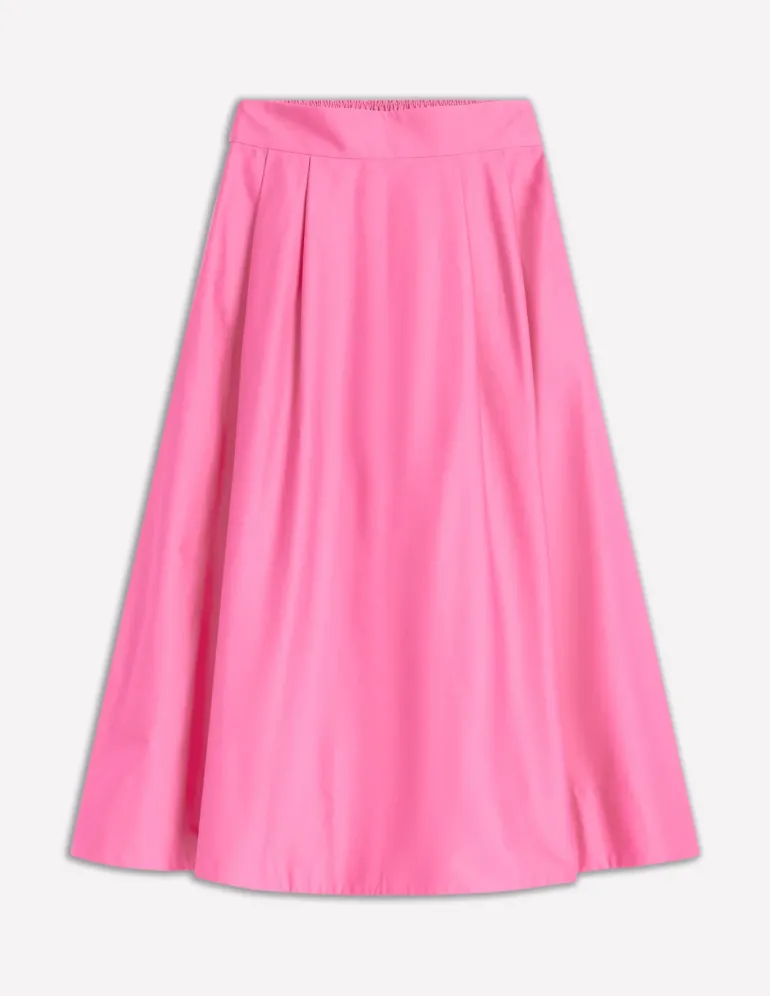 Isabella Cotton Sateen Skirt-Sorbet Pink-Boden Best