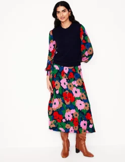Ivy Smocked Midi Dress-Multi, Painterly Meadow-Boden Shop
