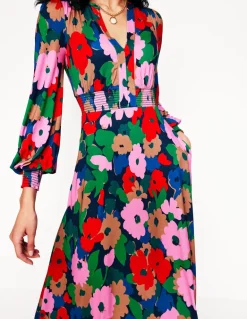 Ivy Smocked Midi Dress-Multi, Painterly Meadow-Boden Shop