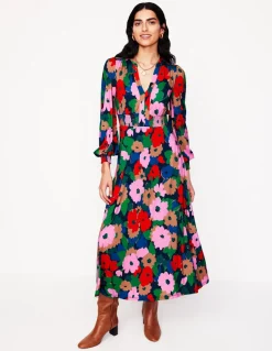 Ivy Smocked Midi Dress-Multi, Painterly Meadow-Boden Shop