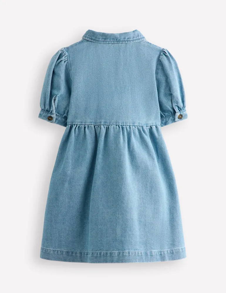 Izzy Denim Shirt Dress-Mid Vintage Denim Strawberry-Boden New