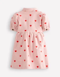 Izzy Denim Shirt Dress-Vanilla/Bubblegum Hearts-Boden New