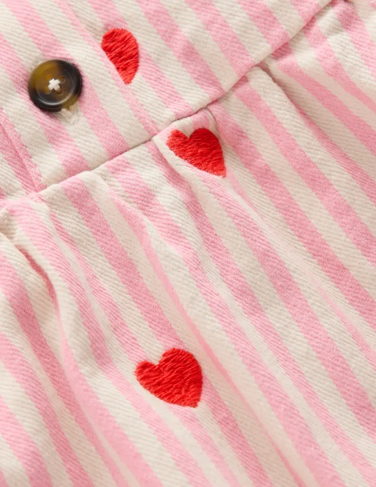 Izzy Denim Shirt Dress-Vanilla/Bubblegum Hearts-Boden New