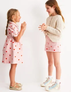 Izzy Denim Shirt Dress-Vanilla/Bubblegum Hearts-Boden New