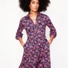 Jemima Tiered Jersey Dress-Navy, Floret Cascade-Boden Sale