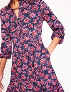 Jemima Tiered Jersey Dress-Navy, Floret Cascade-Boden Sale