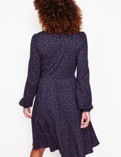 Jemima Tiered Jersey Dress-Rouge, Sparse Spot-Boden Best