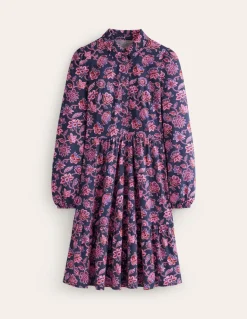 Jemima Tiered Jersey Dress-Navy, Floret Cascade-Boden Sale