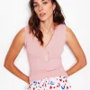 Jersey Henley Pajama Vest-Light Pink Marl-Boden Cheap