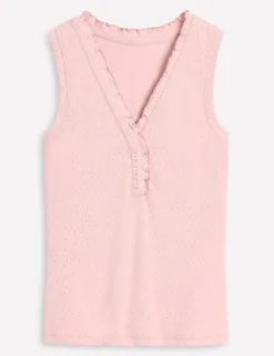 Jersey Henley Pajama Vest-Light Pink Marl-Boden Cheap