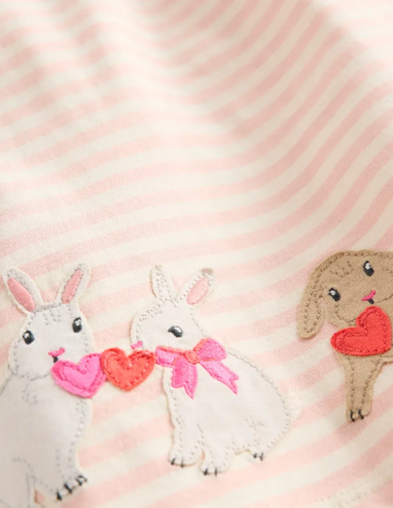 Jersey Logo Dress Set-Chalk Pink Bunnies-Boden Online