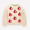 Karina Fun Crochet Sweater-Ivory Apples-Boden Best Sale