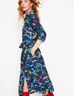Kate Midi Shirt Dress-French Navy, London Town-Boden Online
