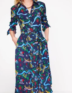 Kate Midi Shirt Dress-French Navy, London Town-Boden Online