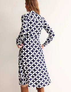 Kate Midi Shirt Dress-French Navy, Diamond Terrace-Boden Sale