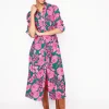 Kate Midi Shirt Dress-Green, Blossom Cascade-Boden Outlet