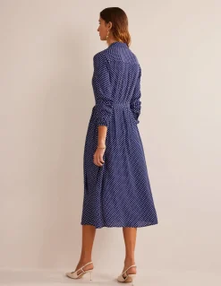 Kate Midi Shirt Dress-Navy, Dotty-Boden Best