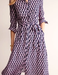 Kate Midi Shirt Dress-Orchid Pink, Arch Geo-Boden Cheap