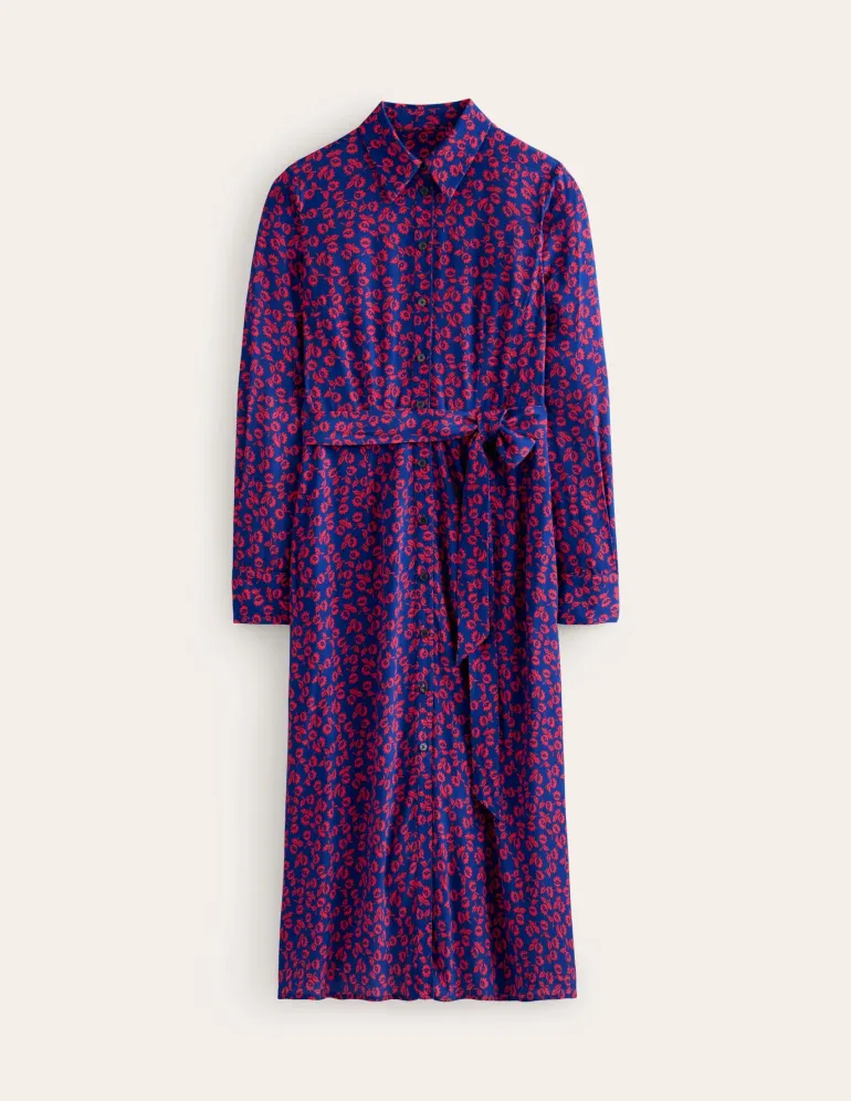 Kate Midi Shirt Dress-Poppy Red, Ditsy Bud-Boden Store