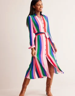 Kate Midi Shirt Dress-Rainbow Stripe-Boden New
