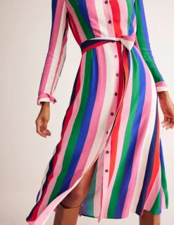 Kate Midi Shirt Dress-Rainbow Stripe-Boden New