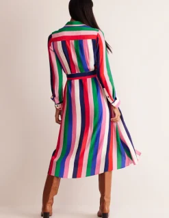 Kate Midi Shirt Dress-Rainbow Stripe-Boden New