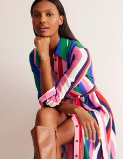 Kate Midi Shirt Dress-Rainbow Stripe-Boden New