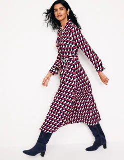 Kate Midi Shirt Dress-Red, Polka Wave-Boden New
