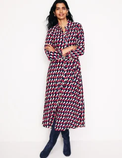 Kate Midi Shirt Dress-Red, Polka Wave-Boden New