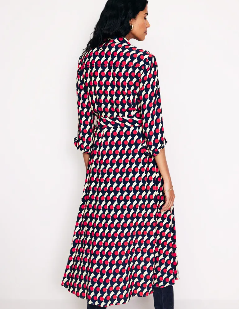 Kate Midi Shirt Dress-Red, Polka Wave-Boden New