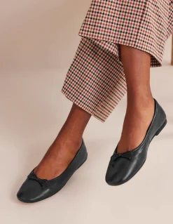 Kitty Flexi Sole Ballet Flats-Black Leather-Boden Sale