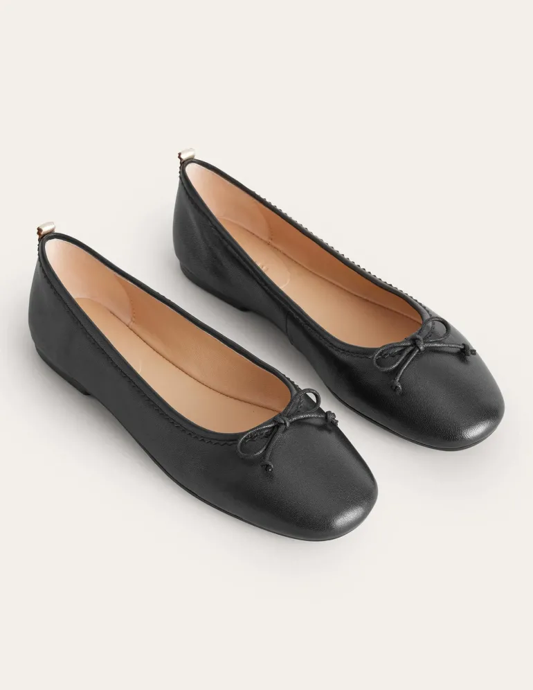 Kitty Flexi Sole Ballet Flats-Black Leather-Boden Sale