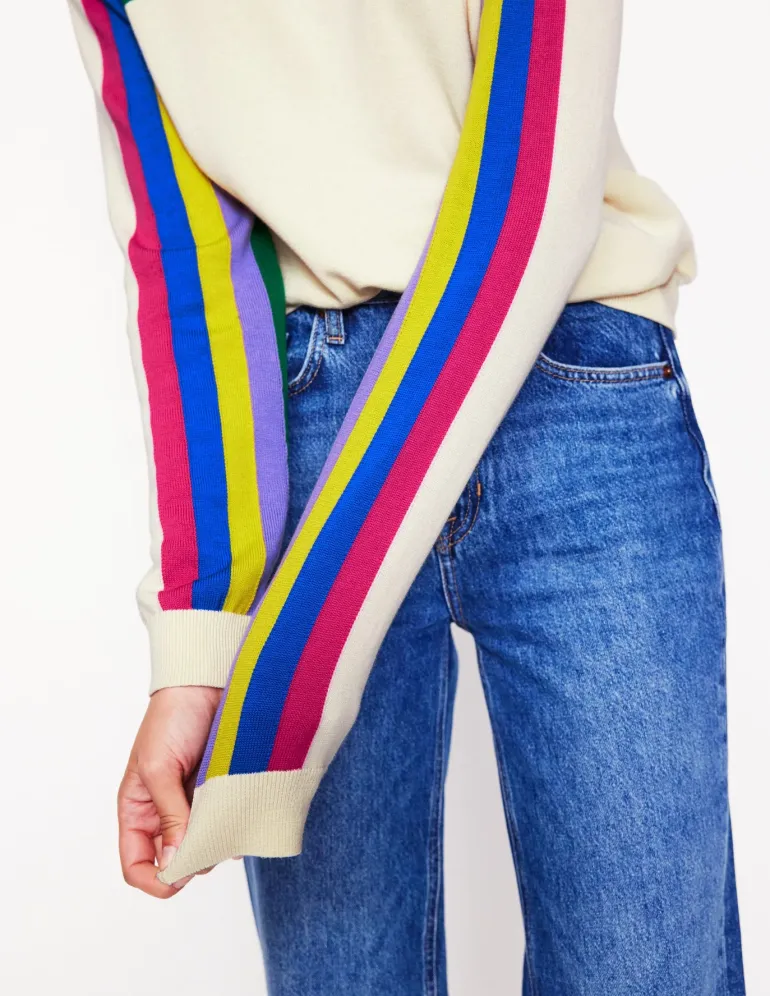 Lara Relaxed Cotton Jumper-Rainbow Curve Knit-Boden New