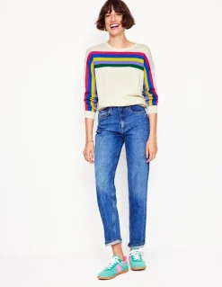 Lara Relaxed Cotton Jumper-Rainbow Curve Knit-Boden New