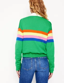Lara Relaxed Cotton Jumper-Bright Green Chest Stripe-Boden Best Sale